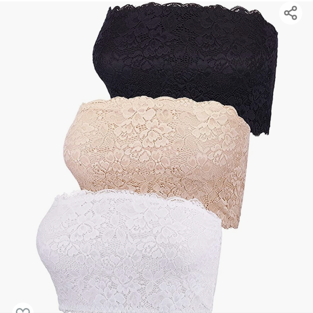 Bandeau 3 pack strapless lace bra XXL